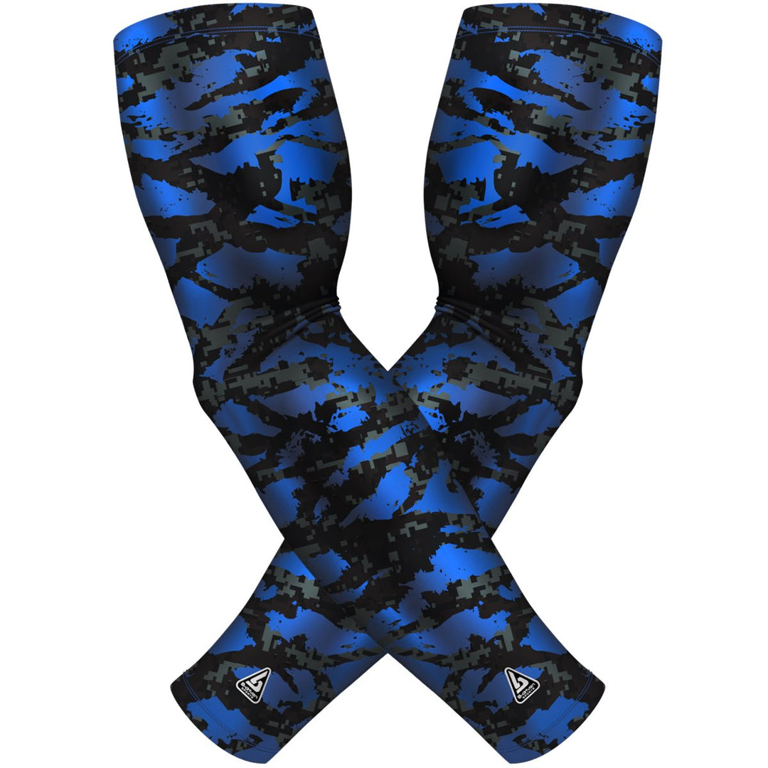 2 PAC ARM SLEEVES - BLUE BLACK RAZOR - B-Driven Sports