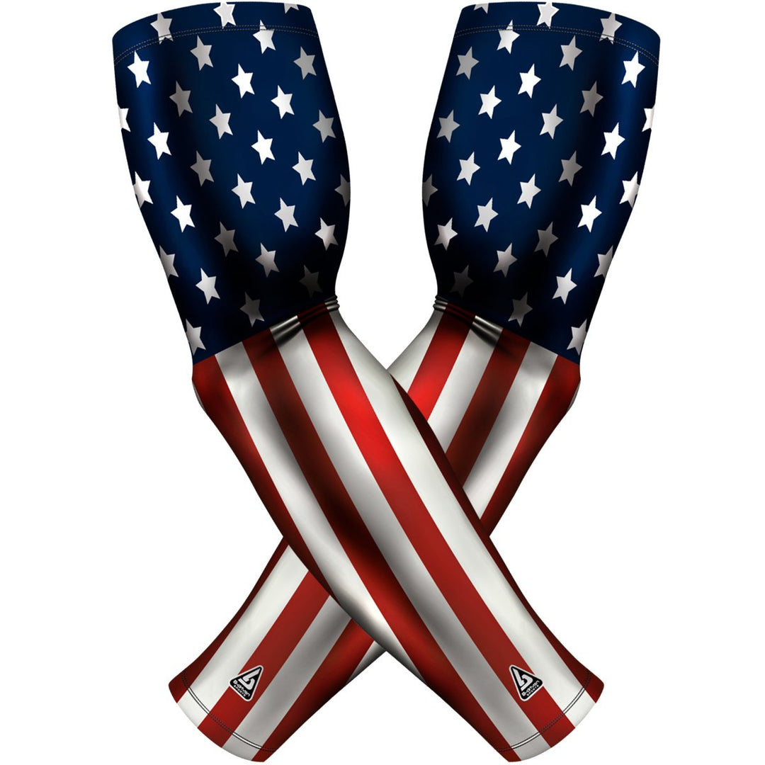 2 PAC ARM SLEEVES - RED WHITE BLUE FLAG - B-Driven Sports