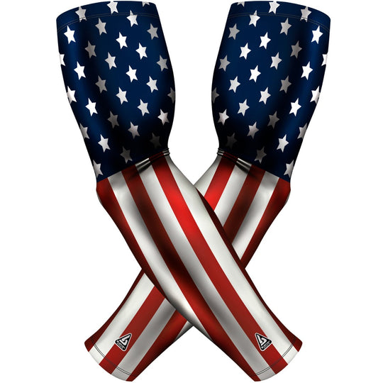 2 PAC ARM SLEEVES - RED WHITE BLUE FLAG - B-Driven Sports