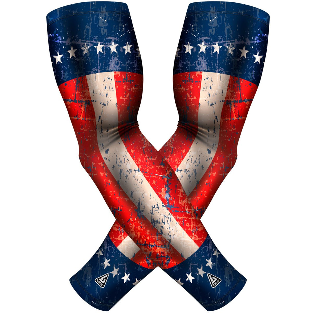 2 PAC ARM SLEEVES - RED WHITE BLUE GLORY - B-Driven Sports