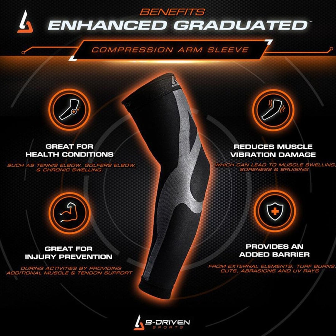 Enhanced Graduated Arm Sleeve | Black - Pair - B-Driven Sports