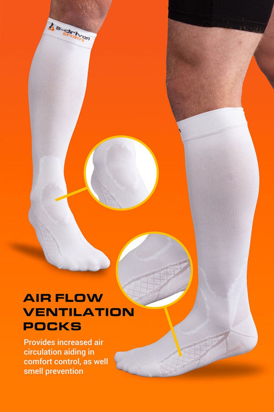 Graduated Compression Socks White - B-Driven Sports