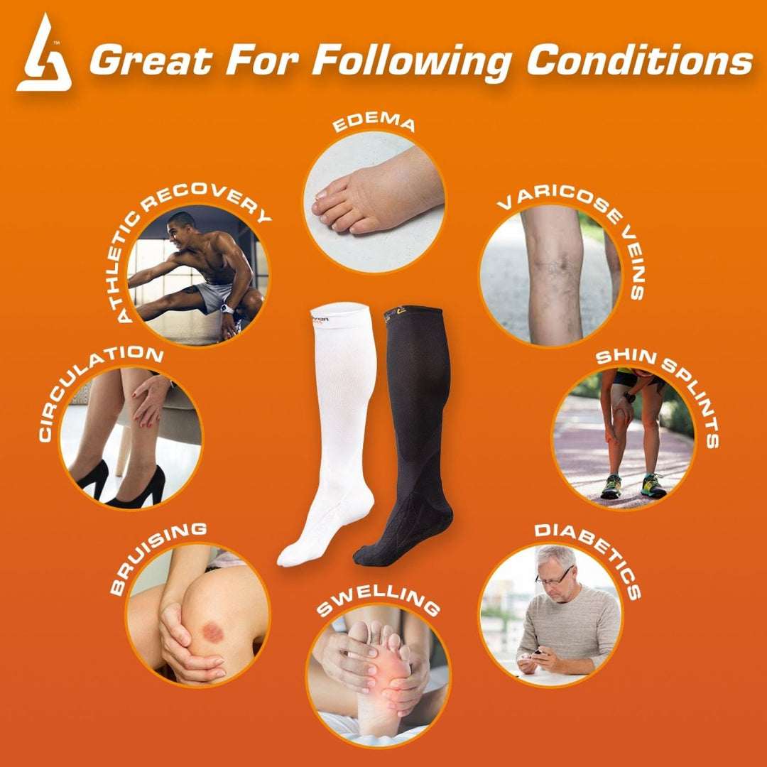 Graduated Compression Socks White - B-Driven Sports